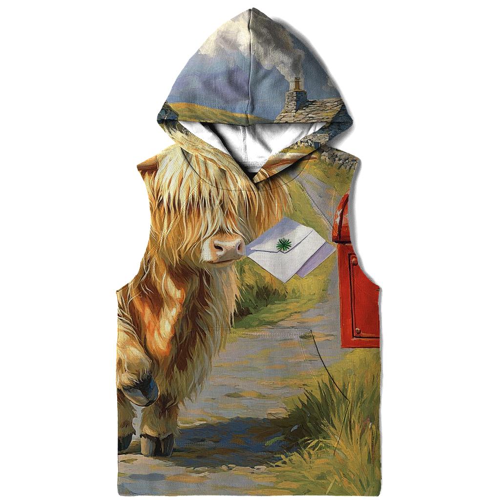 Highland Cow And The Thistle Mailbox pullover hoodies