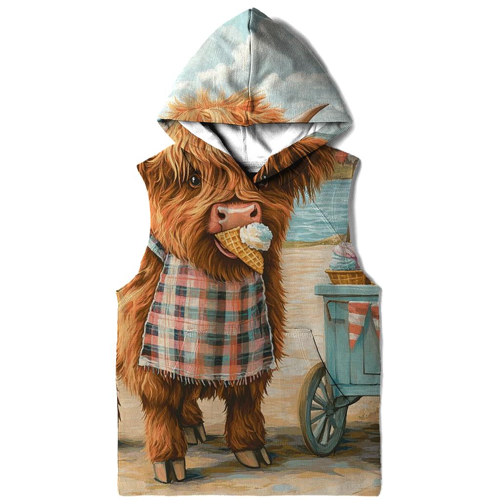 Highland Cow Ice Cream Cart embroidered hoodies