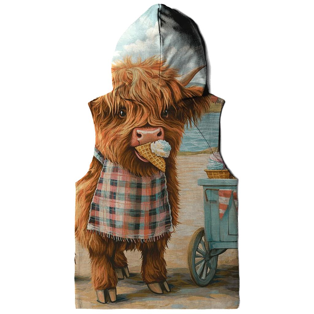 Highland Cow Ice Cream Cart embroidered hoodies