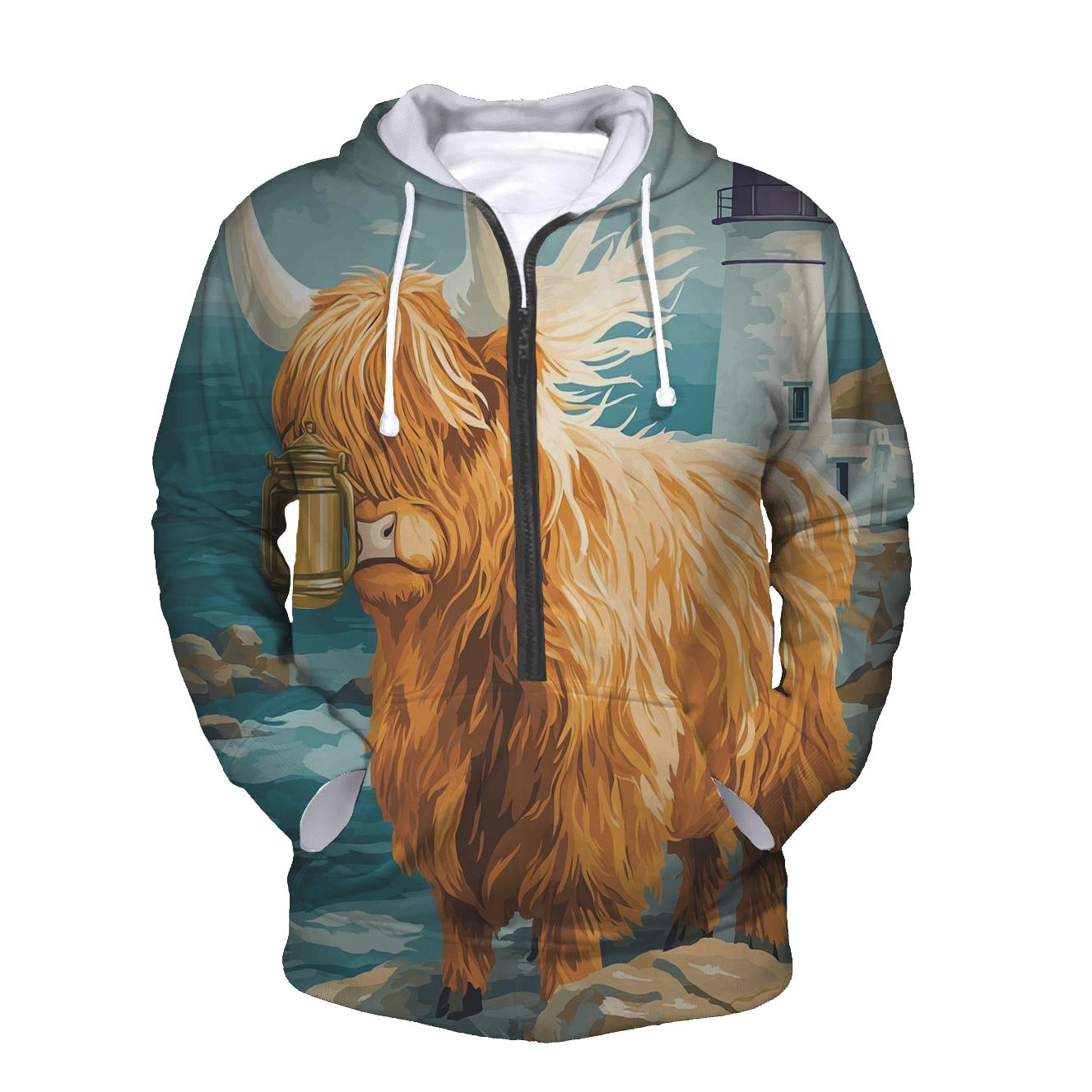 Highland Cow Lighthouse Keeper lightweight hoodies