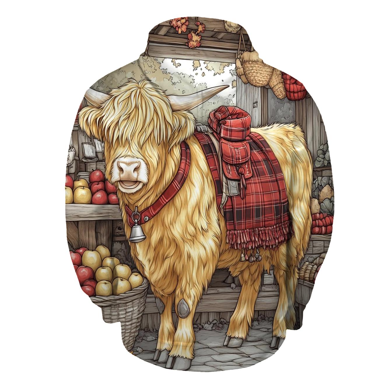 Market Day Highland Cow Portrait hoodie trends
