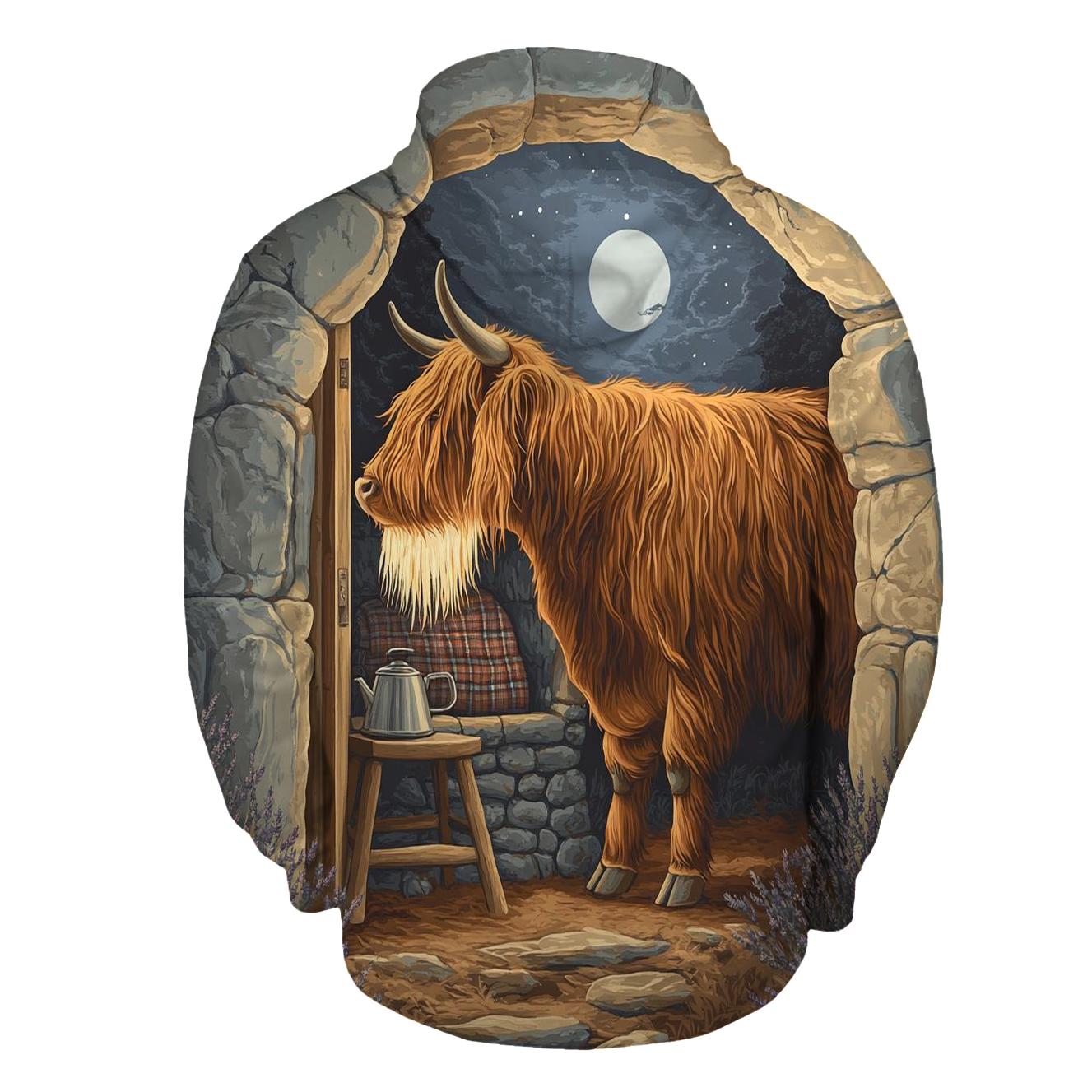 Highland Cow In Moonlit Bothy hoodie trends