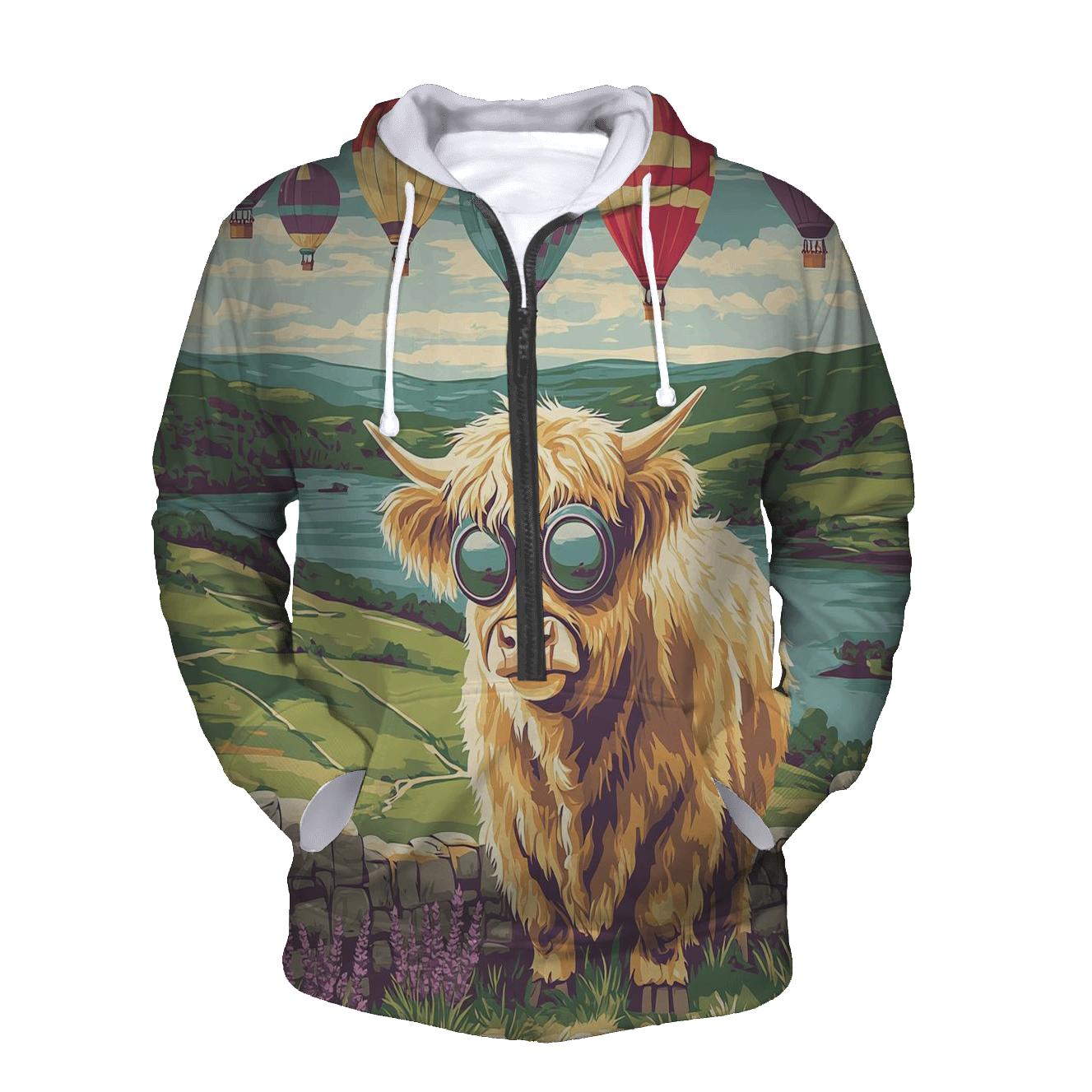 Highland Cow Balloon Festival embroidered hoodies