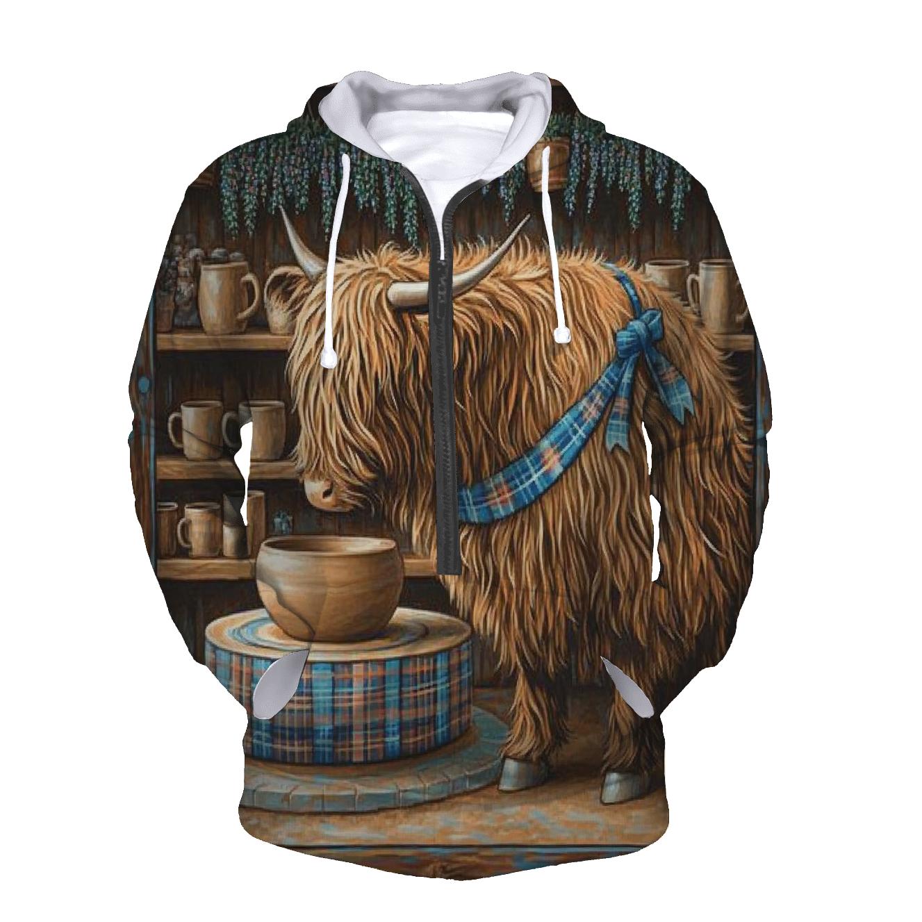 Highland Cow Pottery Studio pullover hoodies