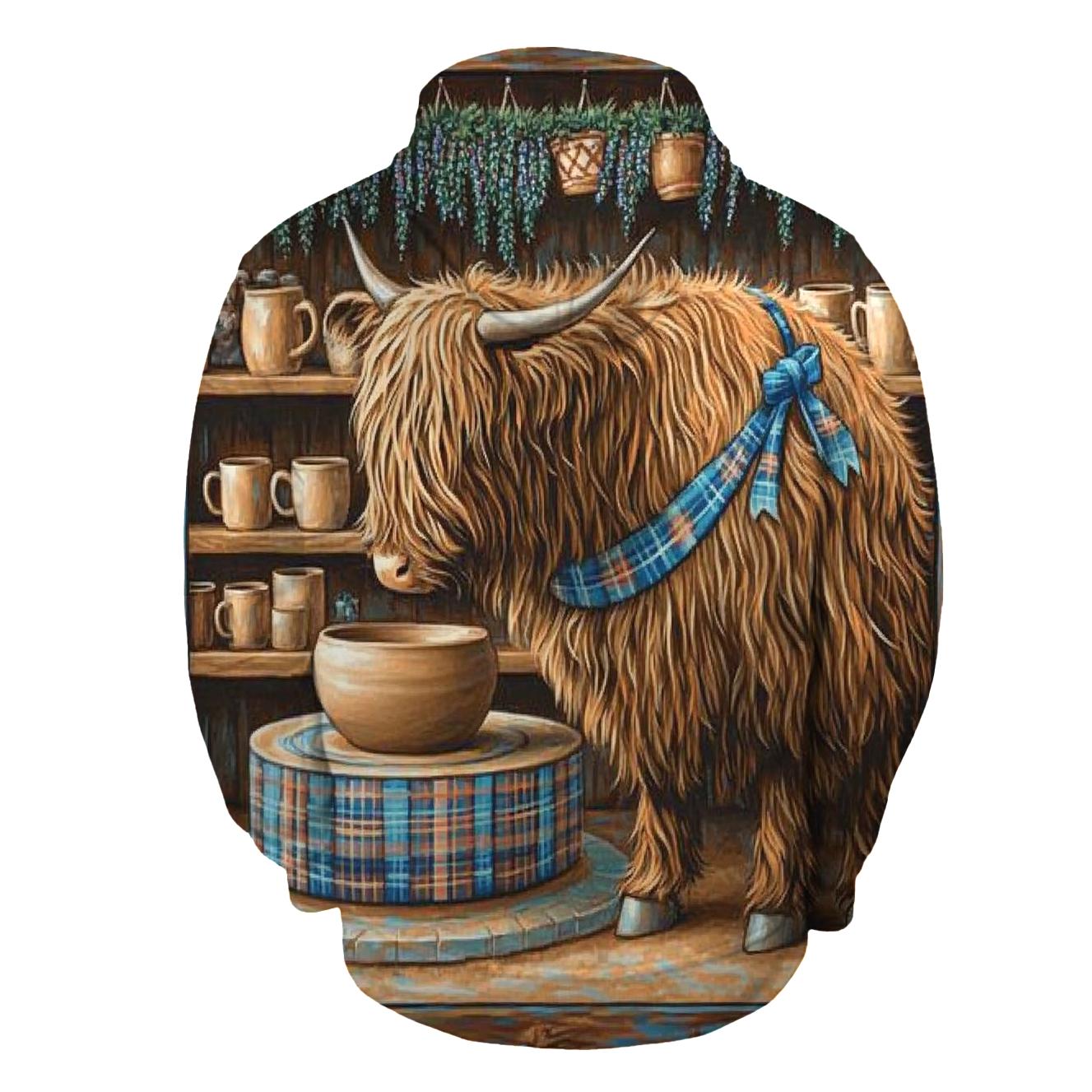 Highland Cow Pottery Studio pullover hoodies