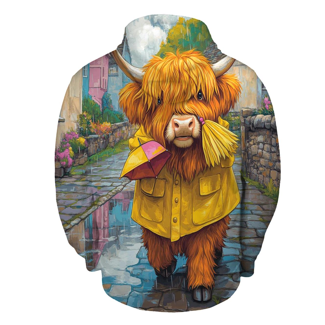 Highland Cow Raincoat Parade designer hoodies