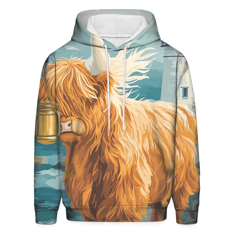Highland Cow Lighthouse Keeper lightweight hoodies