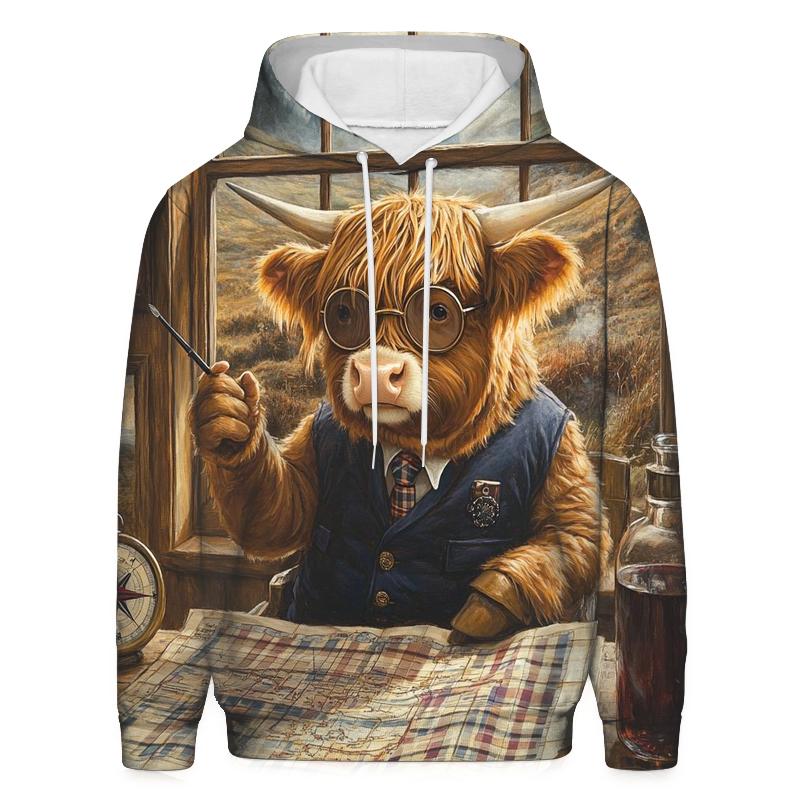 Tartan Mapmaker Highland Cow lightweight hoodies