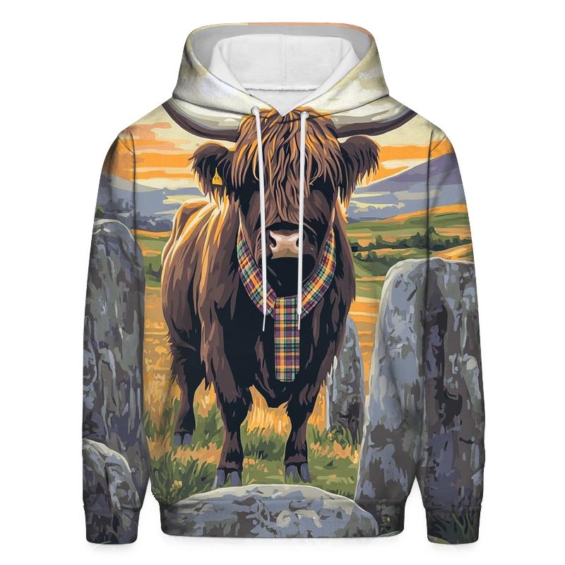 Stone Circle Highland Cow Sentinel hoodie designs
