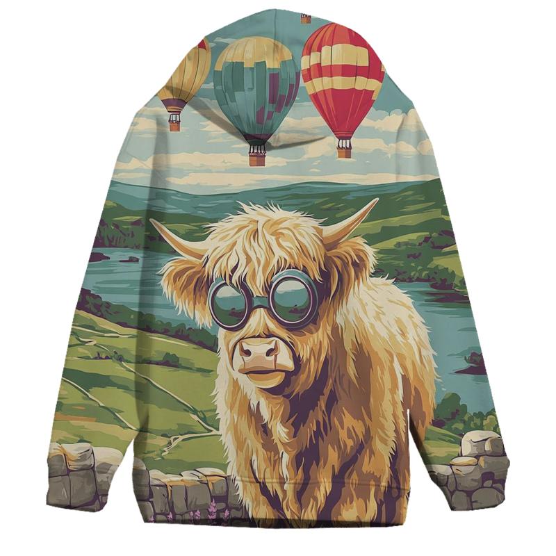 Highland Cow Balloon Festival zip-up hoodies