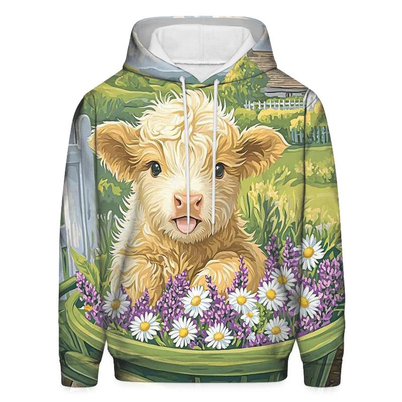 Highland Cow Garden Wheelbarrow hoodie trends