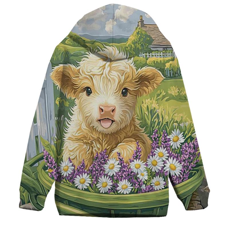 Highland Cow Garden Wheelbarrow hoodie trends