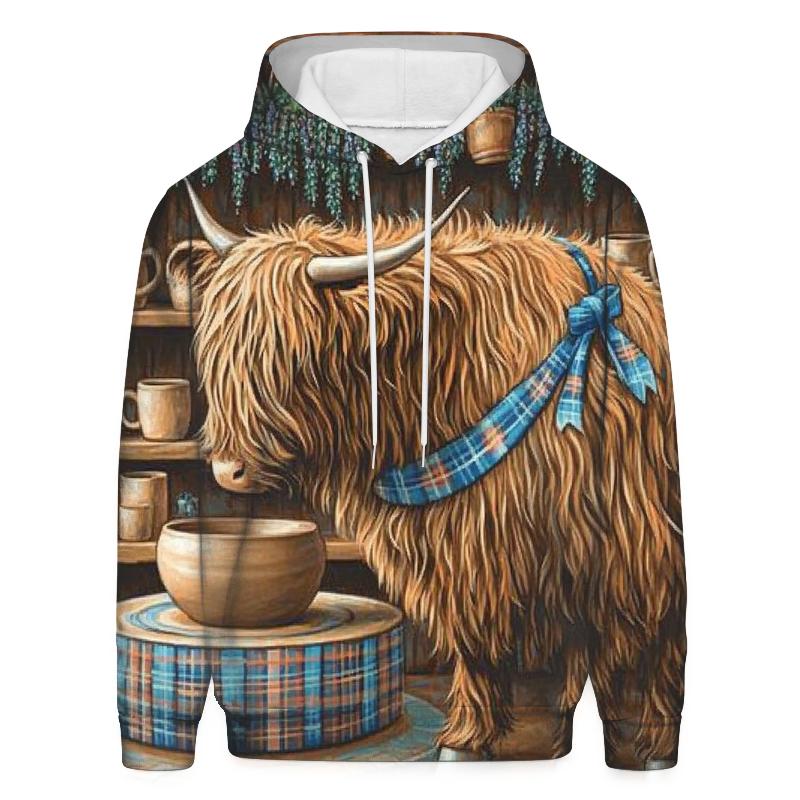 Highland Cow Pottery Studio printed hoodies