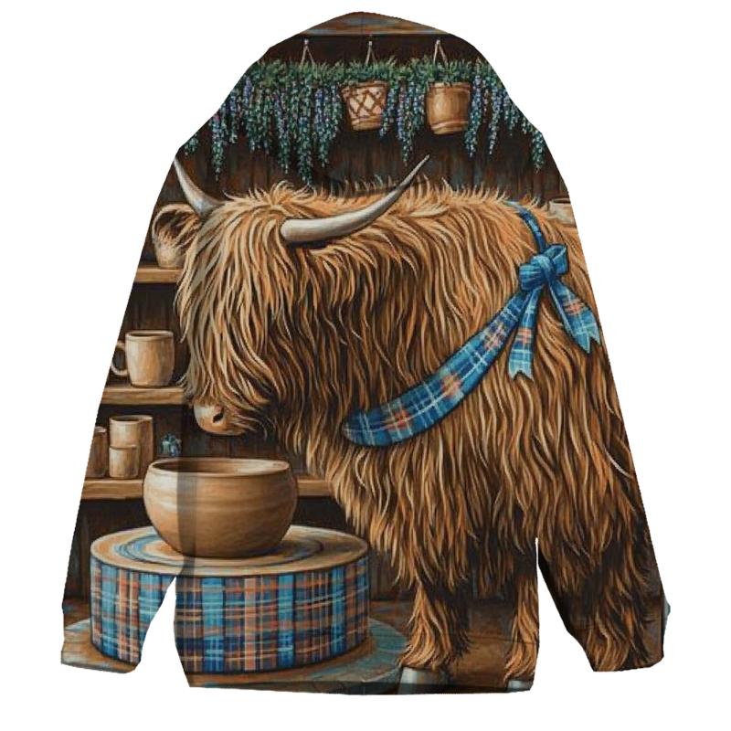 Highland Cow Pottery Studio printed hoodies