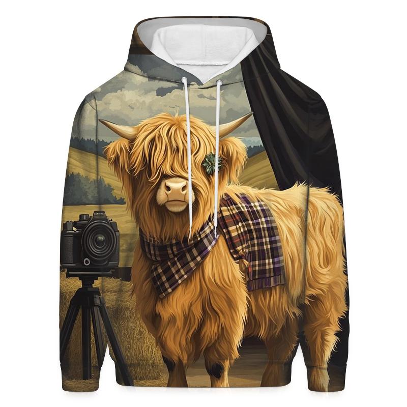 Highland Cow Vintage Camera Session embroidered hoodies