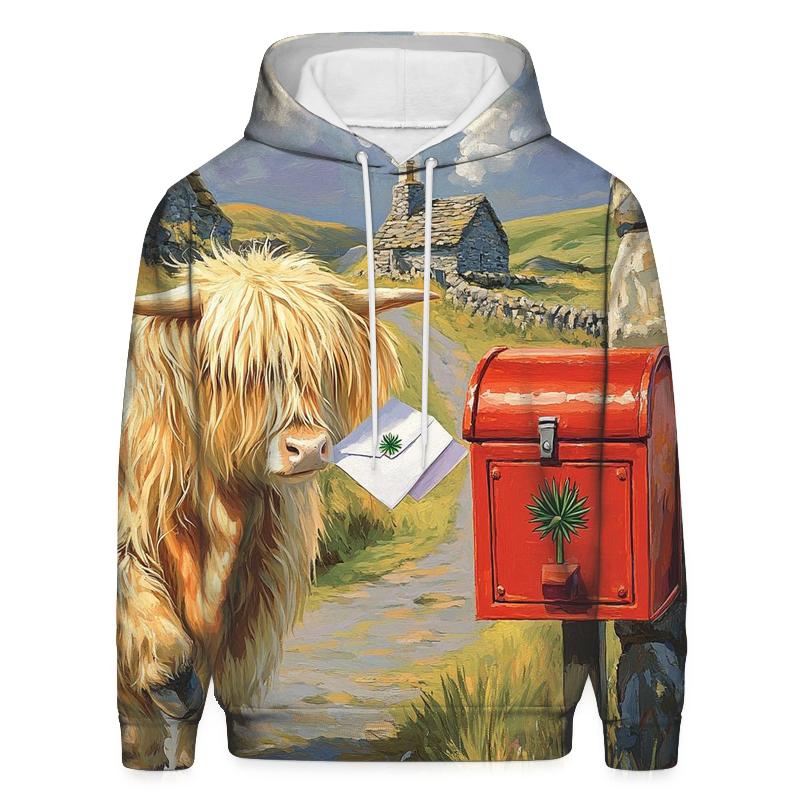 Highland Cow And The Thistle Mailbox premium hoodies