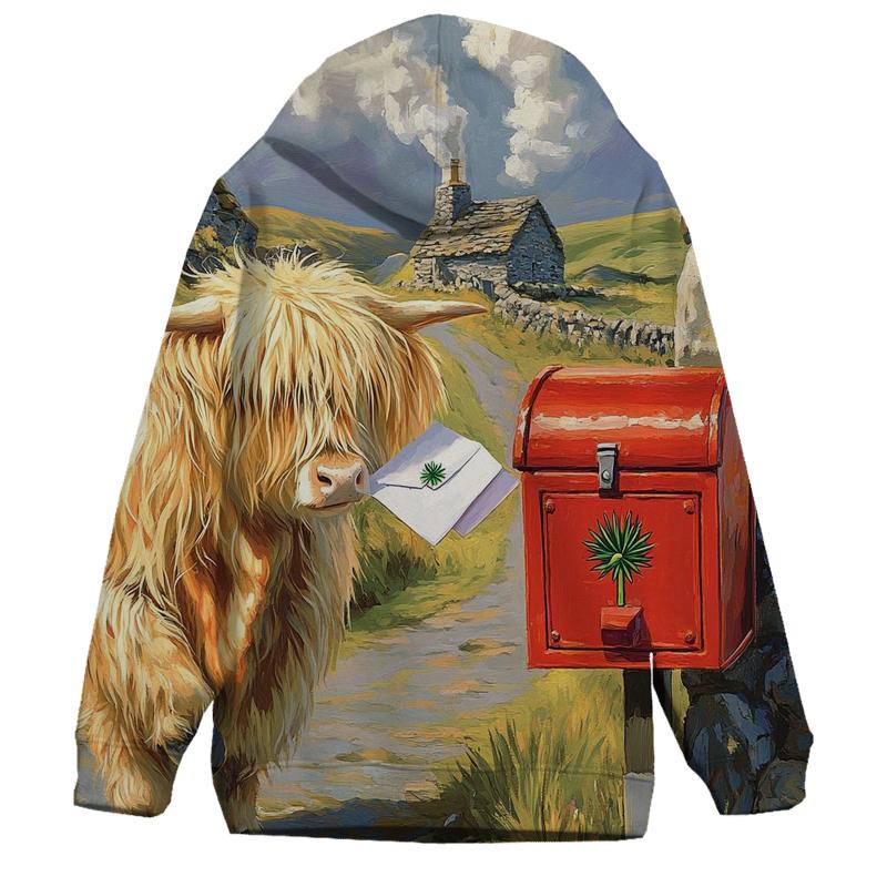 Highland Cow And The Thistle Mailbox premium hoodies