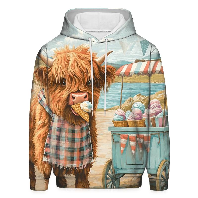 Highland Cow Ice Cream Cart heavyweight hoodies