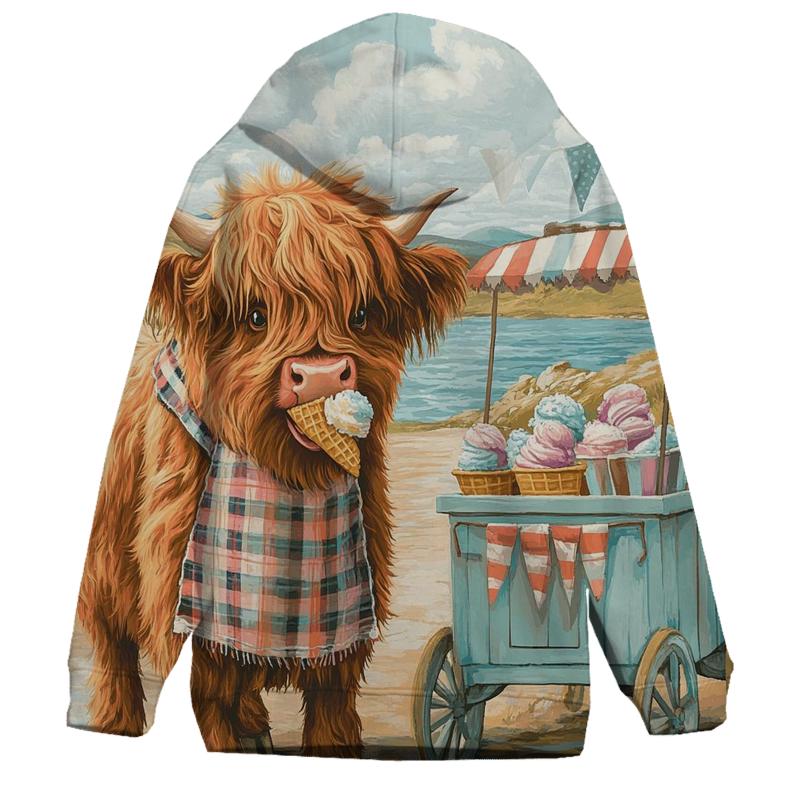 Highland Cow Ice Cream Cart heavyweight hoodies