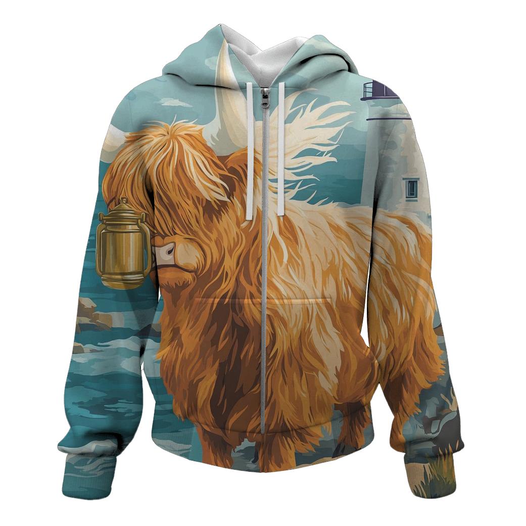 Highland Cow Lighthouse Keeper embroidered hoodies