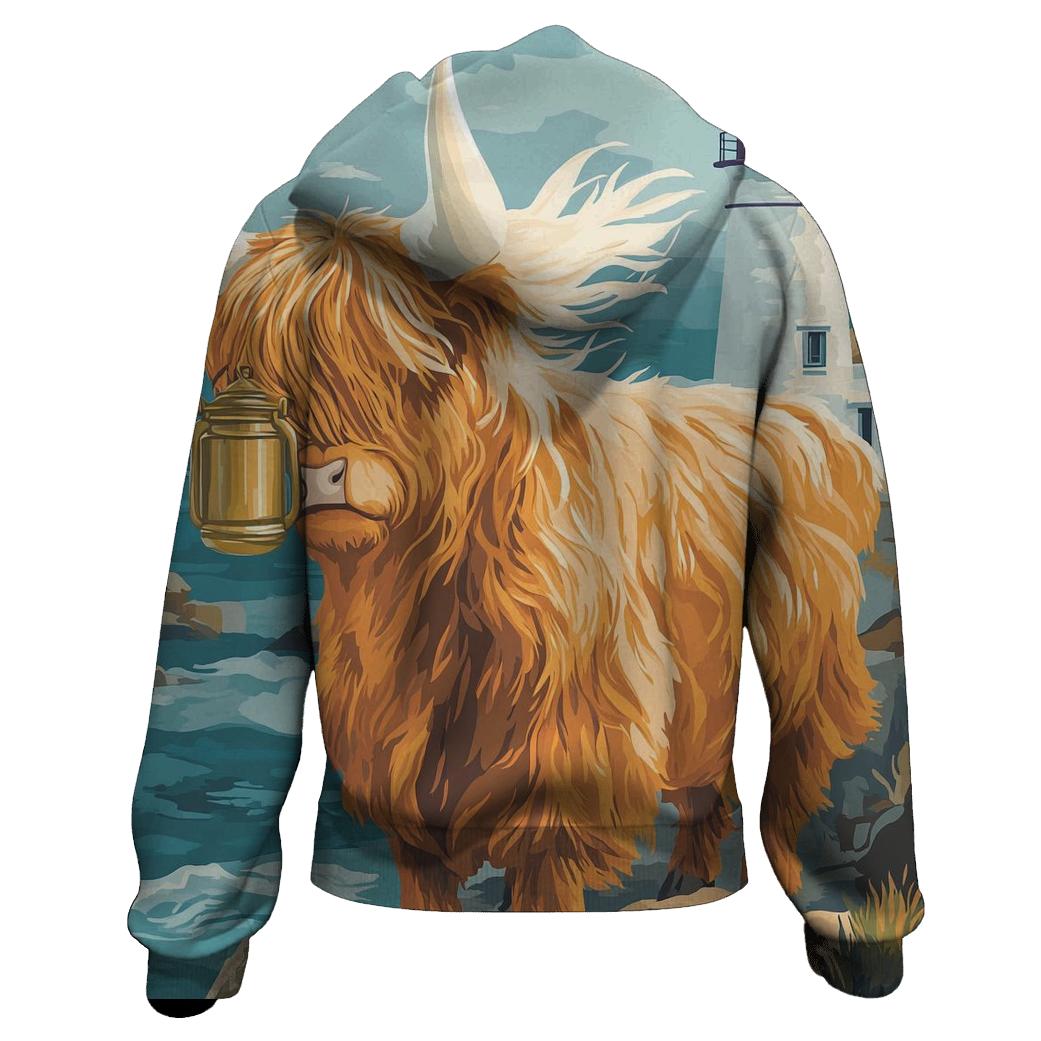 Highland Cow Lighthouse Keeper embroidered hoodies