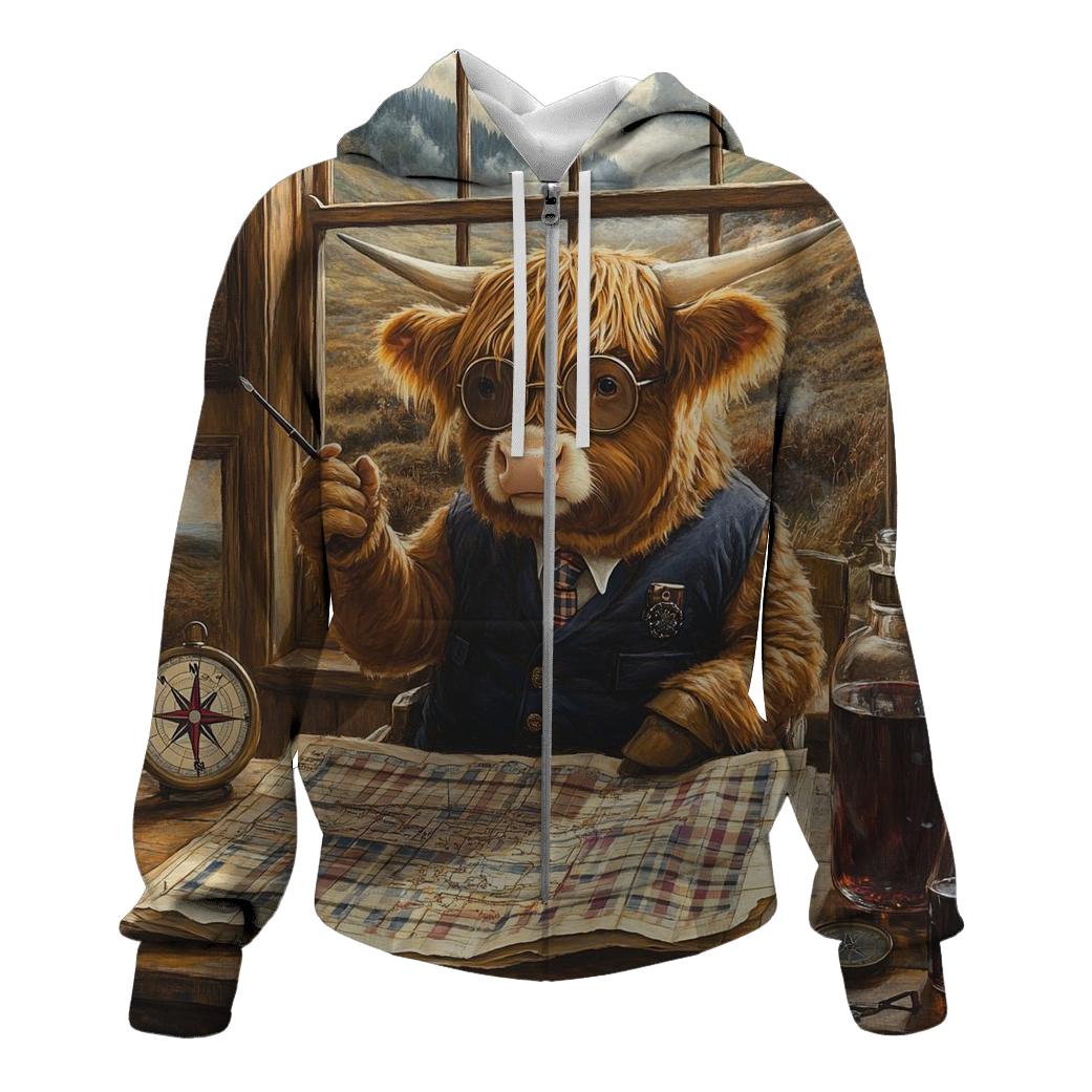 Tartan Mapmaker Highland Cow premium hoodies