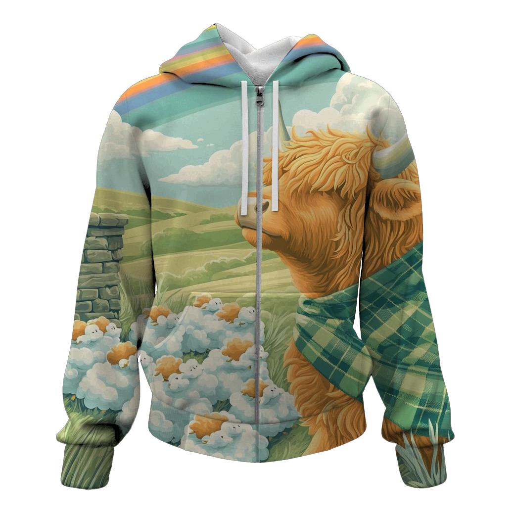 Cloud Shepherd Highland Cow pullover hoodies