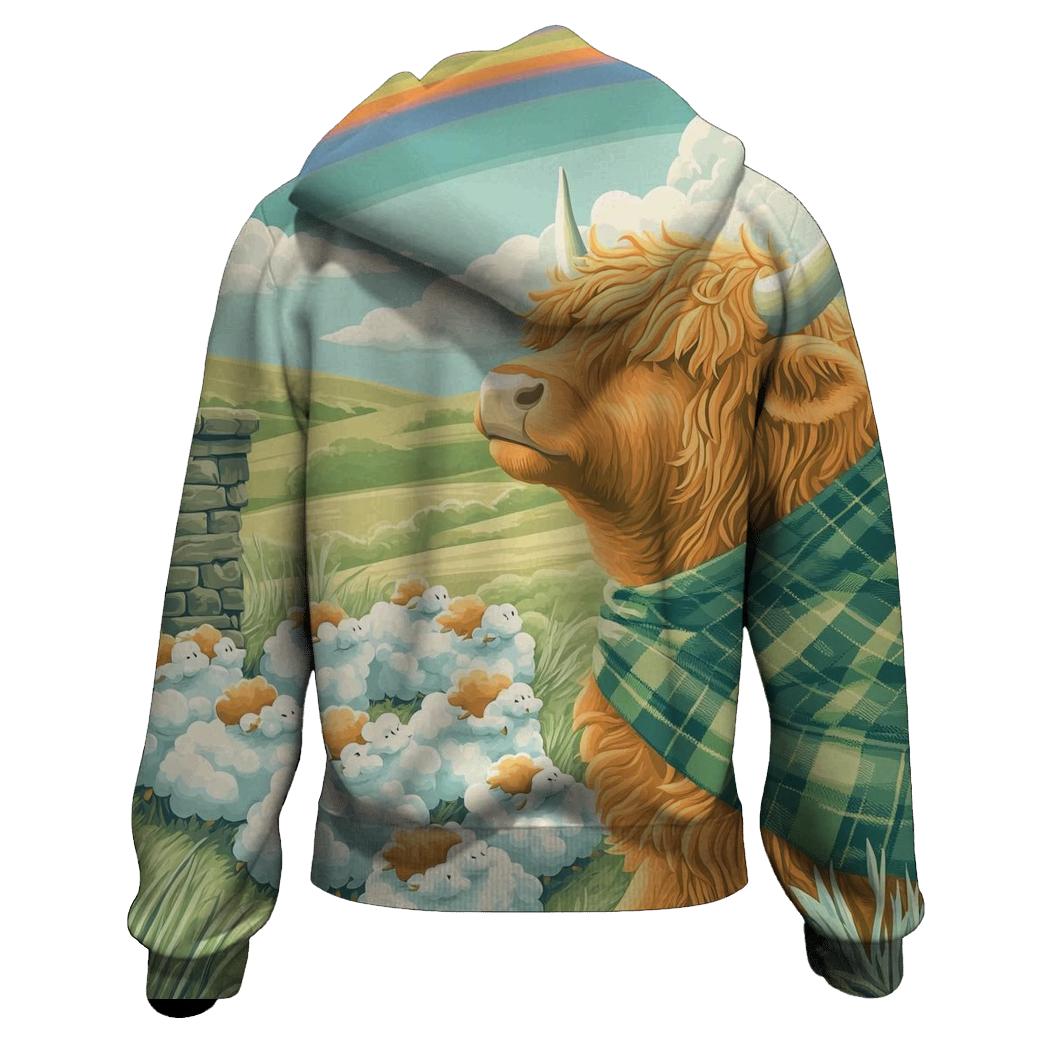 Cloud Shepherd Highland Cow pullover hoodies