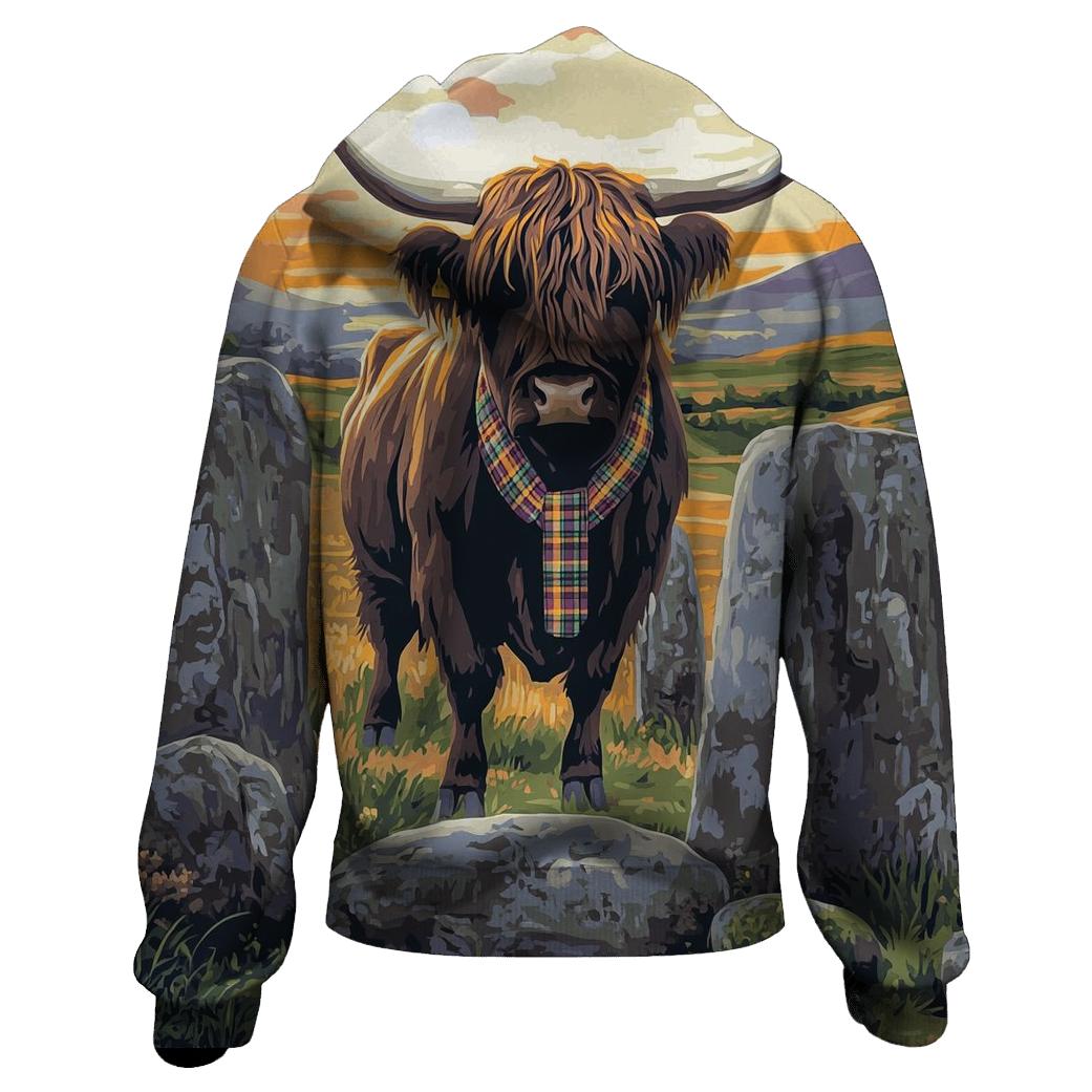 Stone Circle Highland Cow Sentinel custom hoodies