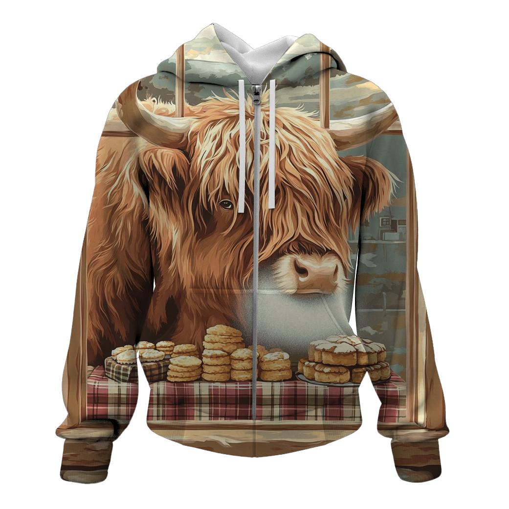 Highland Cow Bakery Window embroidered hoodies