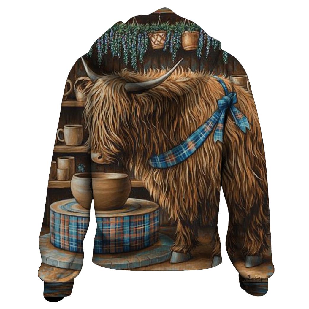 Highland Cow Pottery Studio hoodie styles