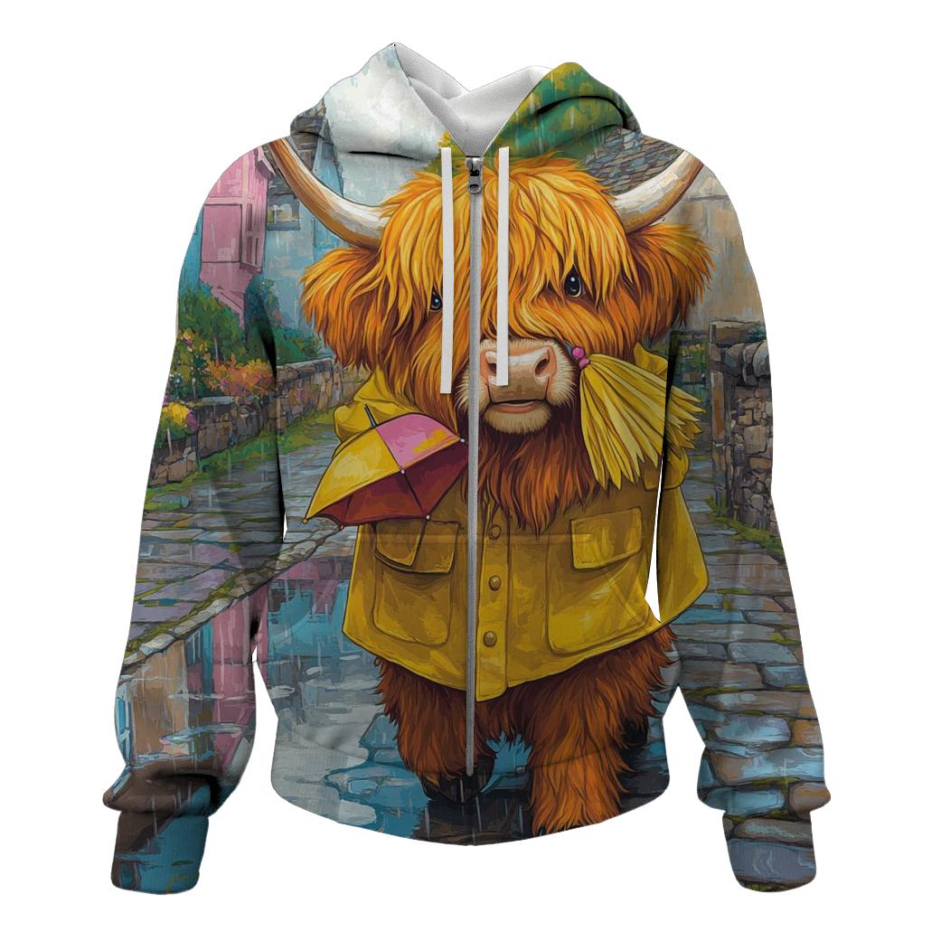 Highland Cow Raincoat Parade hoodie designs