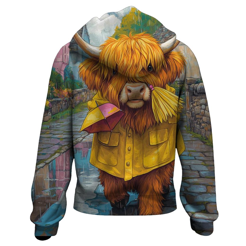 Highland Cow Raincoat Parade hoodie designs