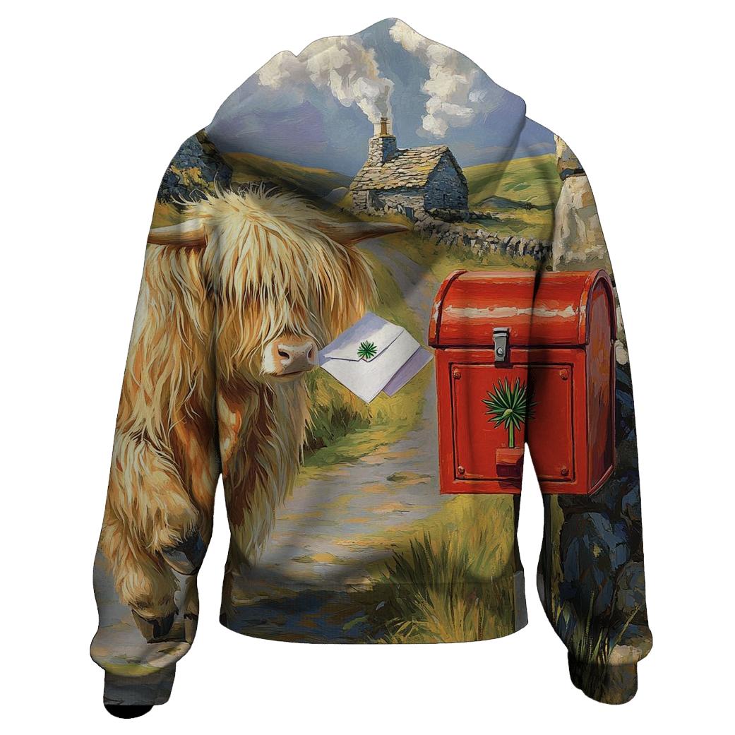 Highland Cow And The Thistle Mailbox heavyweight hoodies