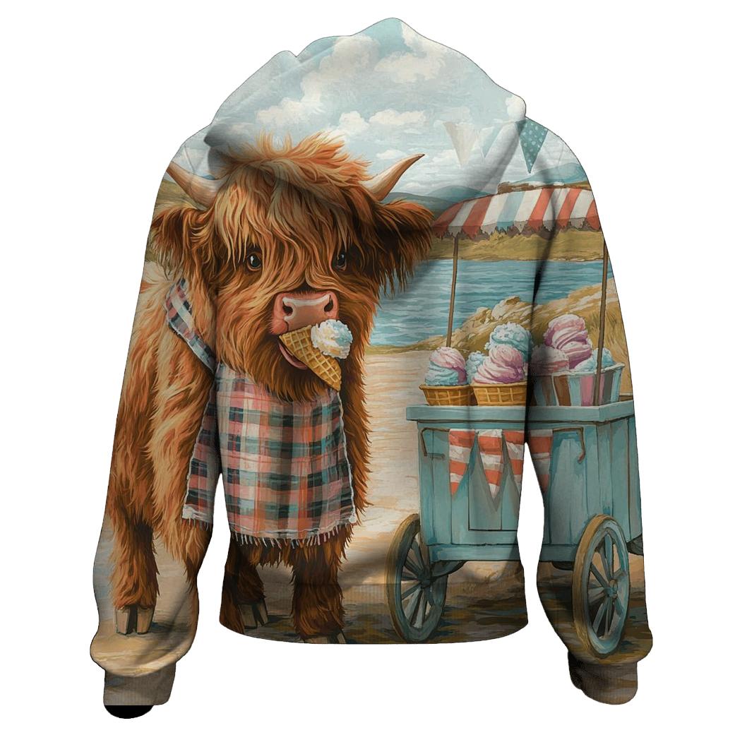 Highland Cow Ice Cream Cart graphic hoodies