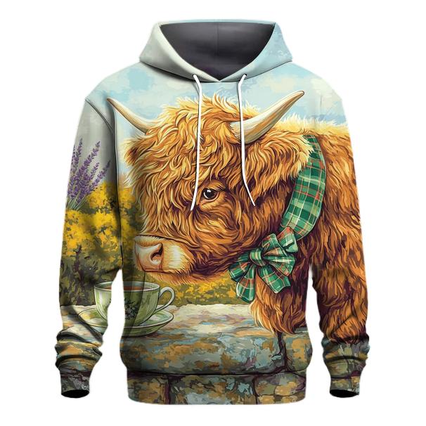 Tea Garden With Highland Cow Charm designer hoodies