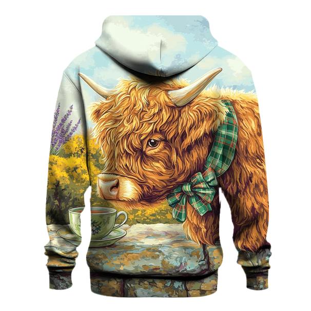 Tea Garden With Highland Cow Charm designer hoodies