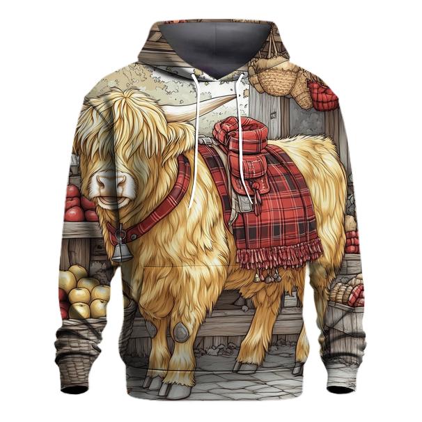Market Day Highland Cow Portrait hoodie styles