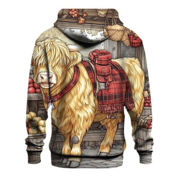 Market Day Highland Cow Portrait hoodie styles