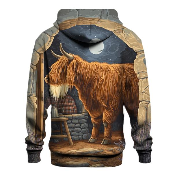 Highland Cow In Moonlit Bothy custom hoodies