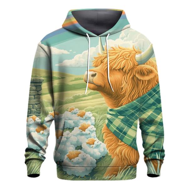 Cloud Shepherd Highland Cow graphic hoodies