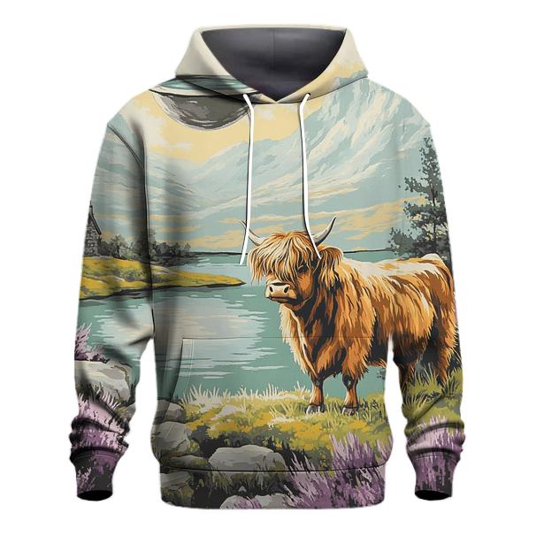 Highland Cow And The Floating Loch designer hoodies