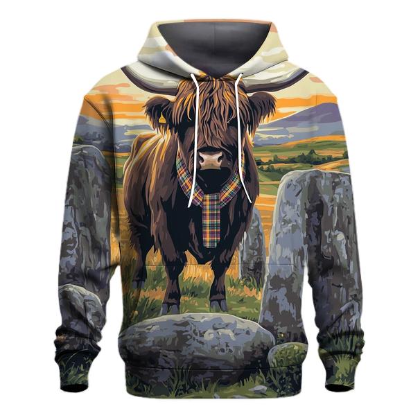 Stone Circle Highland Cow Sentinel lightweight hoodies