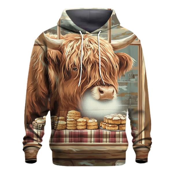 Highland Cow Bakery Window pullover hoodies