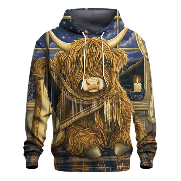 Highland Cow Celestial Harp heavyweight hoodies