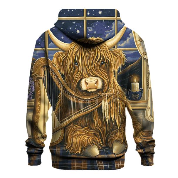 Highland Cow Celestial Harp heavyweight hoodies