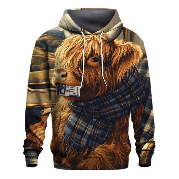 Night Train Highland Cow Traveler premium hoodies