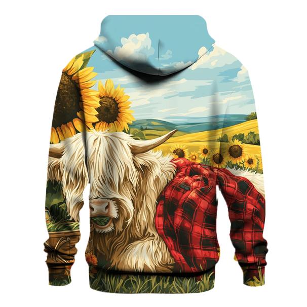 Highland Cow Sunflower Field Picnic custom hoodies