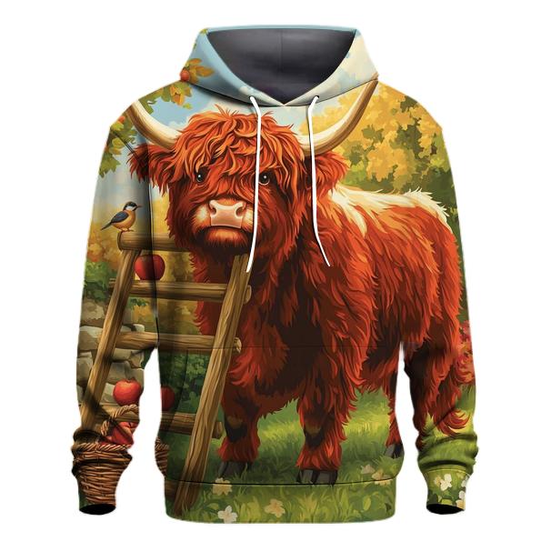 Highland Cow Orchard Ladder Helper zip-up hoodies