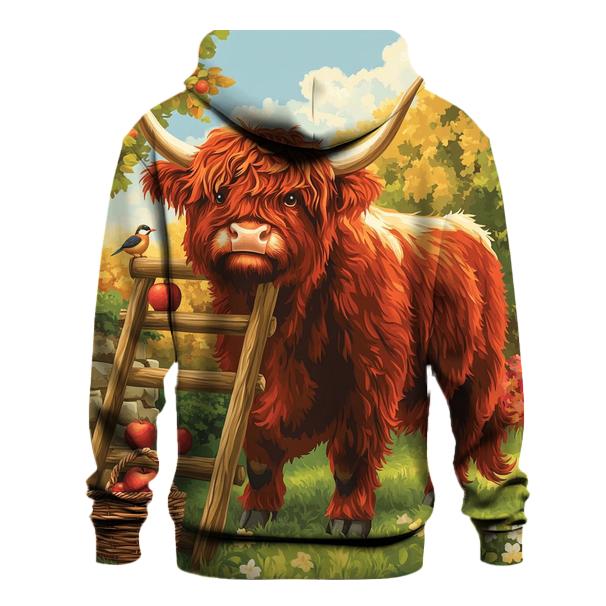 Highland Cow Orchard Ladder Helper zip-up hoodies